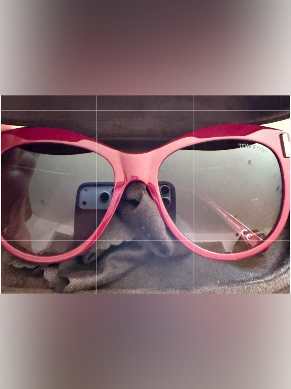 Tom Ford Red Cat-Eye Sunglasses with Pink Gradient Lenses and Case Included