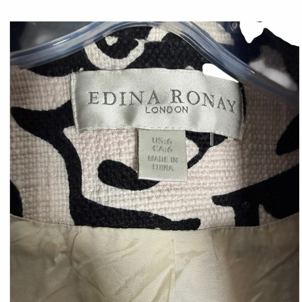 Edina Ronay London - Chic Monochrome Floral Blazer - Polished Office - Size 6