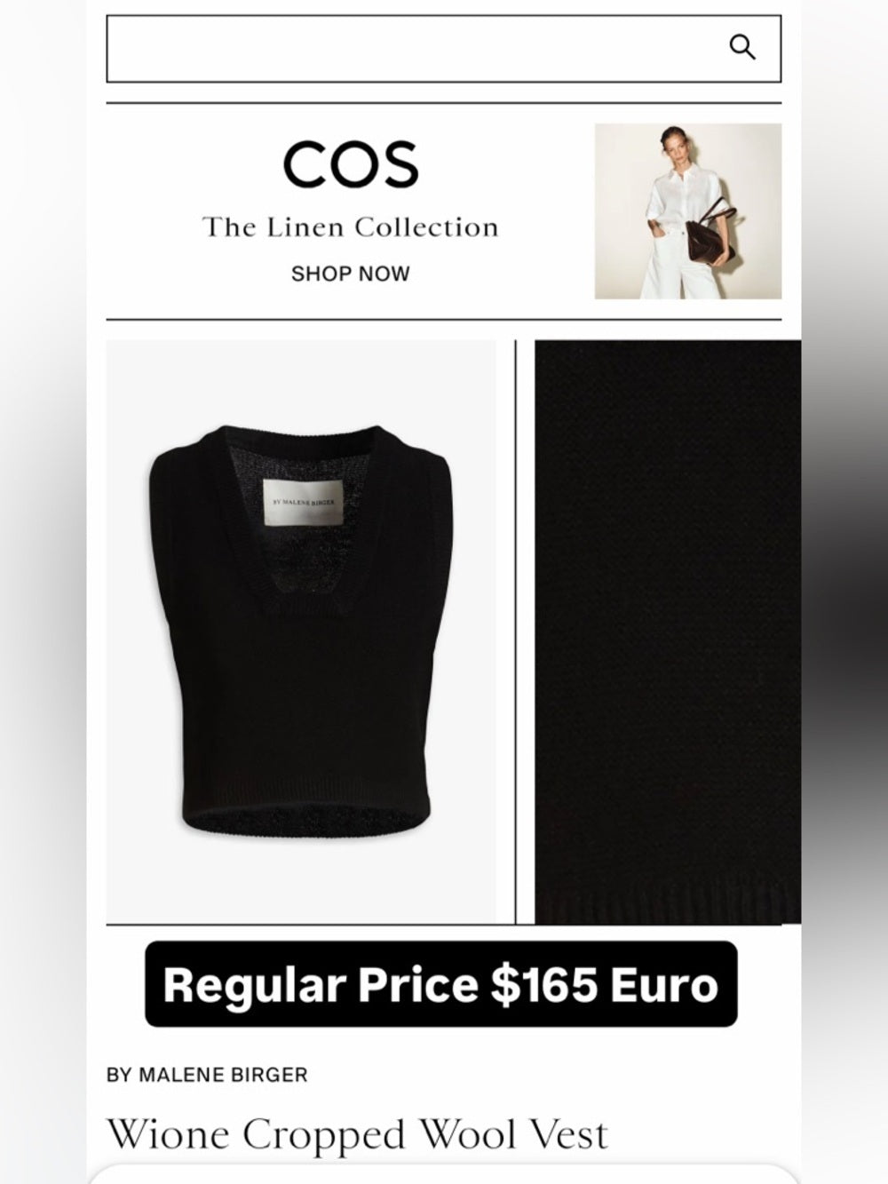 Marlene Birger - Designer - Black Wool Top - Small