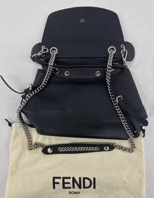 Fendi Black Leather Backpack Bag