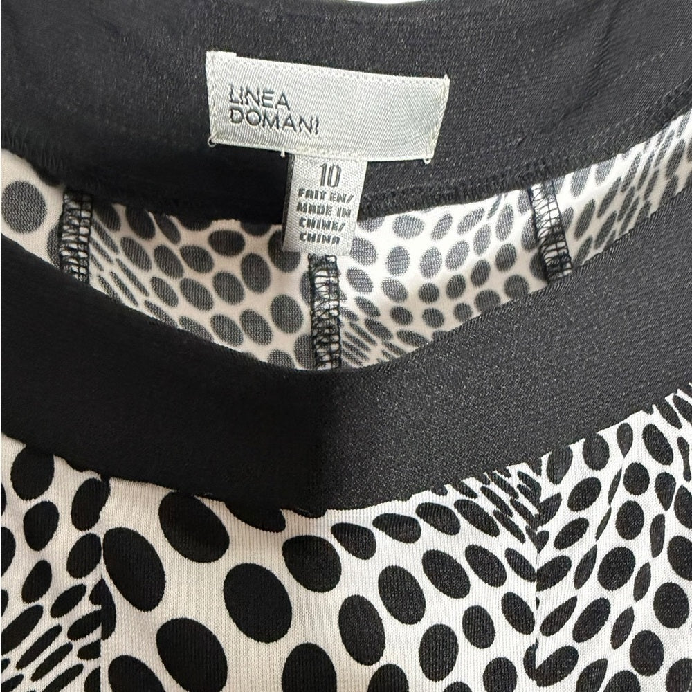 Linea Domani Designer - Size 10 - Monochrome Patterned Midi Dress
