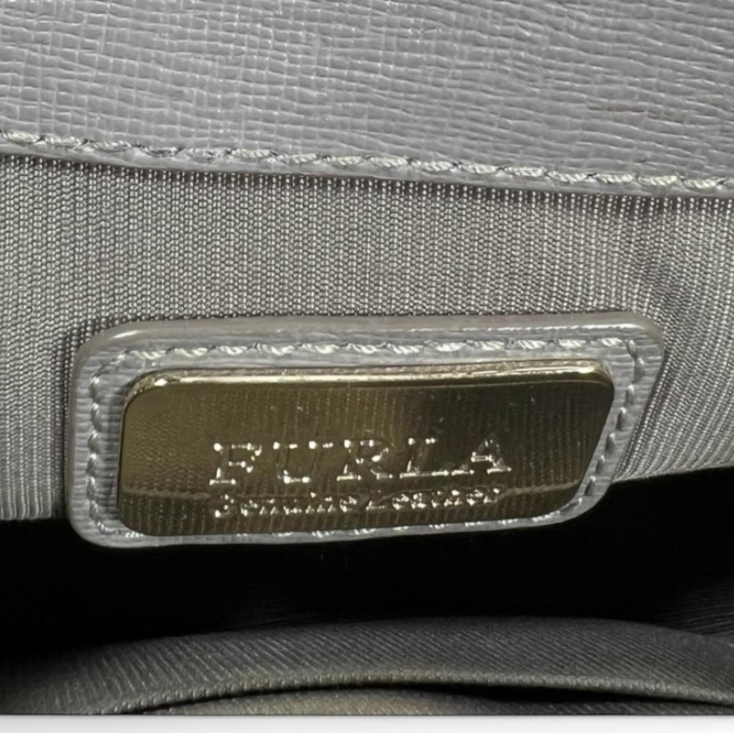 Furla Taupe Crossbody Bag with Silver Chain