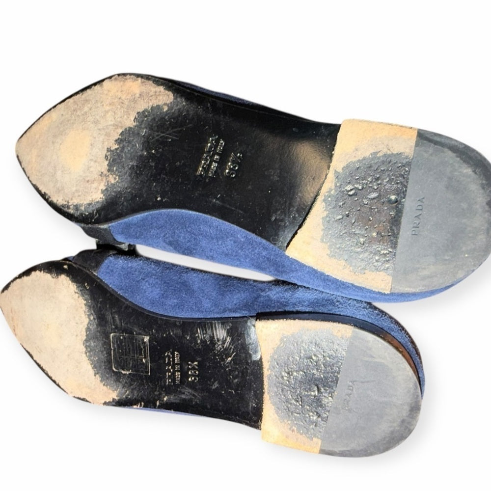 Prada Blue and Black Suede Loafers - 38.5
