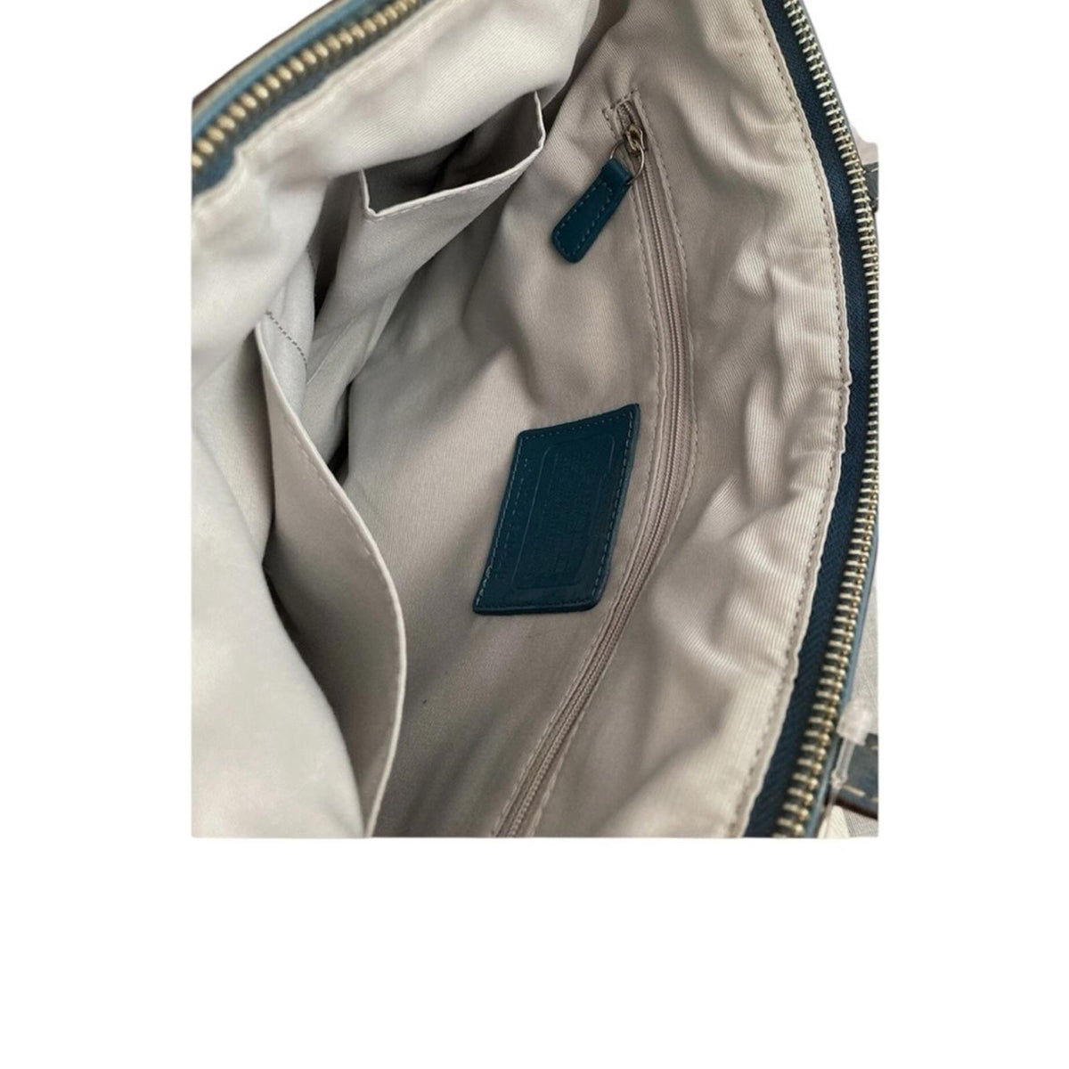 Coach - Blue and Silver Bag - Small Canvas - 14 inch length and 9 inches height