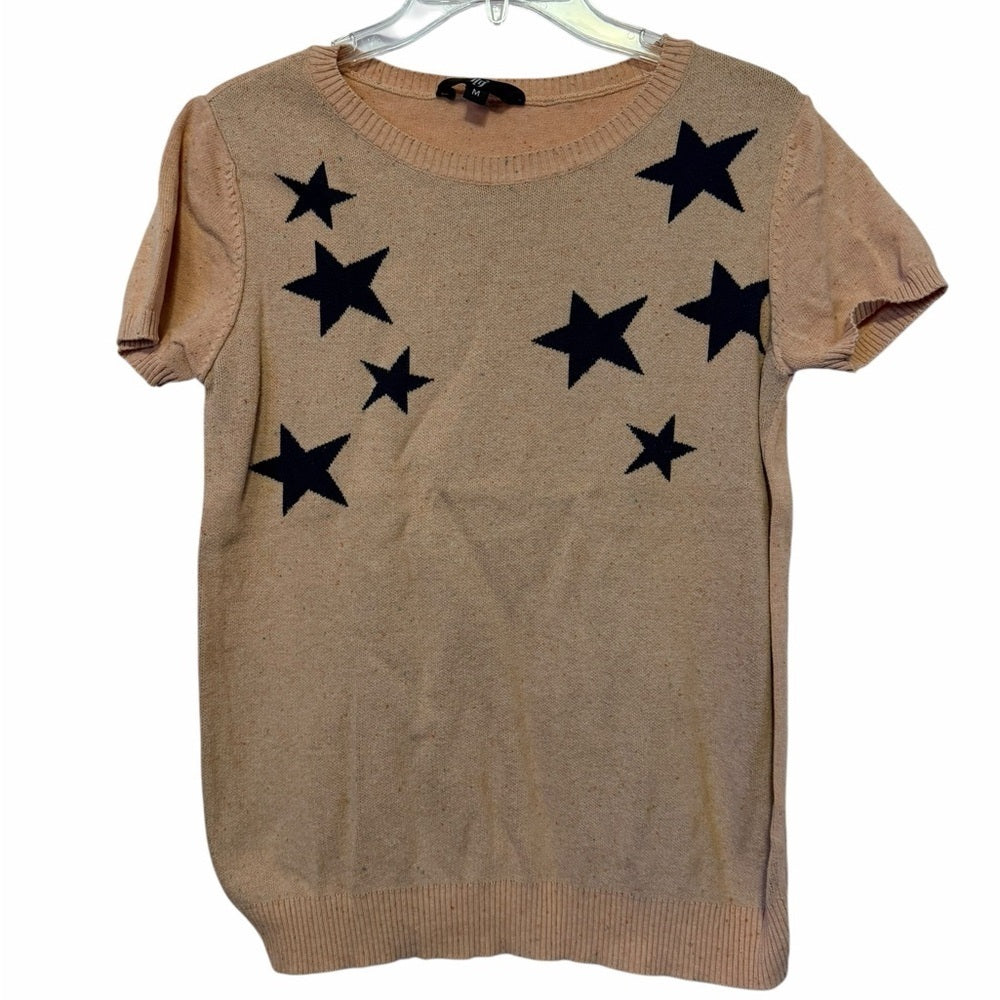 Figs Women's Tan Sweater with Black Stars - casual - Size M