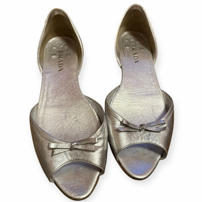 Prada Women's Metallic Silver Flats