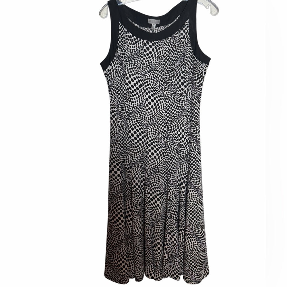 Linea Domani Designer - Size 10 - Monochrome Patterned Midi Dress