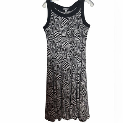Linea Domani Designer - Size 10 - Monochrome Patterned Midi Dress
