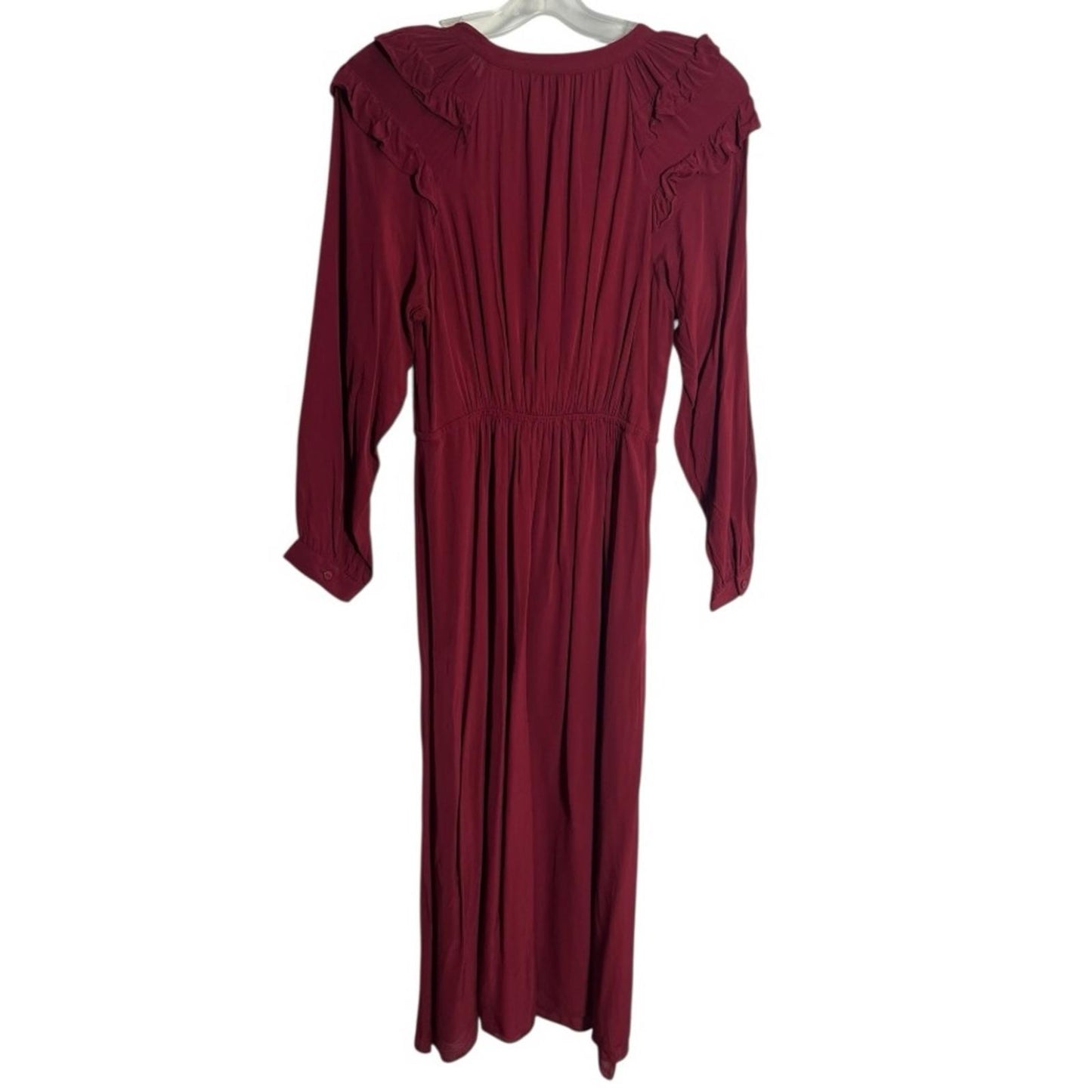 Ba&sh Burgundy Ruffle Long Sleeve Dress