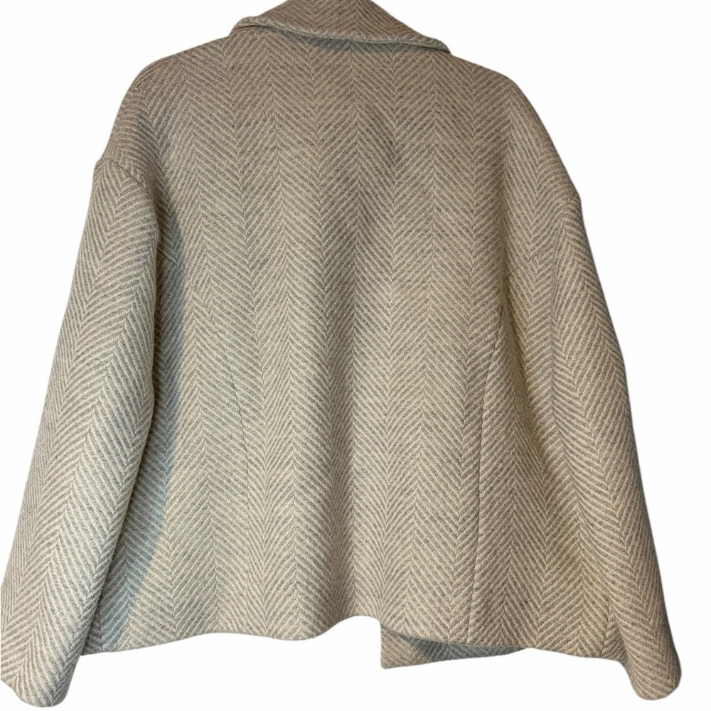 Raey - Designer Chic Women's Gray Herringbone Coat - Elegant Office Wear Size 10