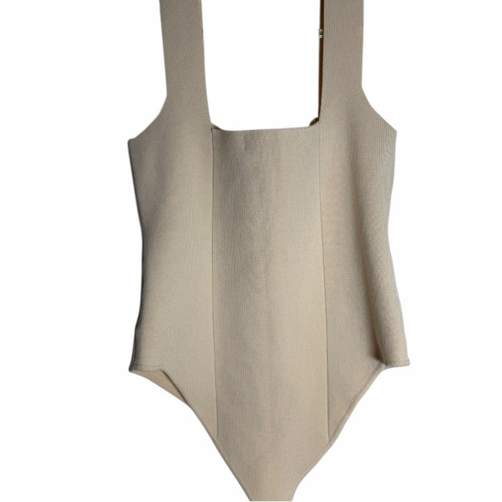 High End Sophie Rue - Elegant Cream Bodysuit - Large
