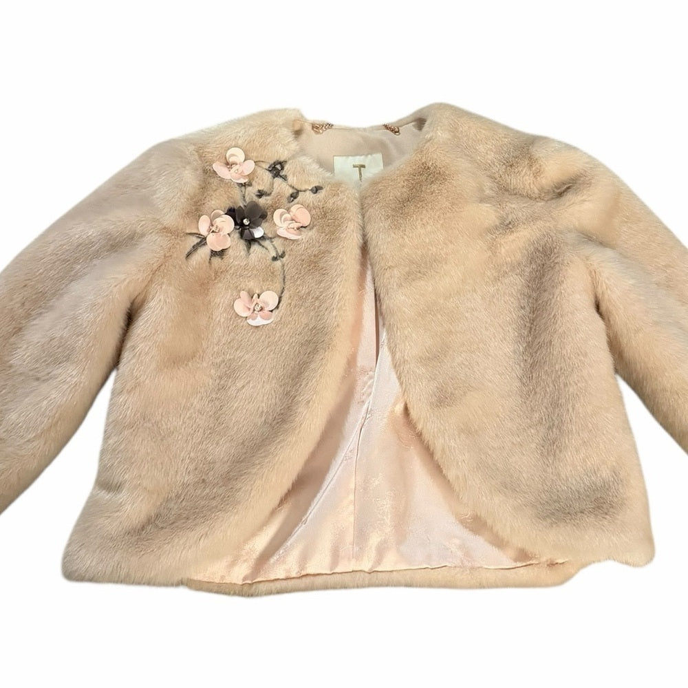 Ted Baker Blush Teddy Jacket with Floral Detail - Chic - Date Night - Size XS