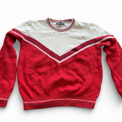 Immagini - Chic Red and White Women's Crew Neck Sweater - Designed - Size M