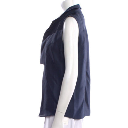 Oscar de la Renta Silk Midnight Blue Blouse - Size 14