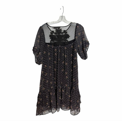 Elegant Black Floral Mini Dress - Size M