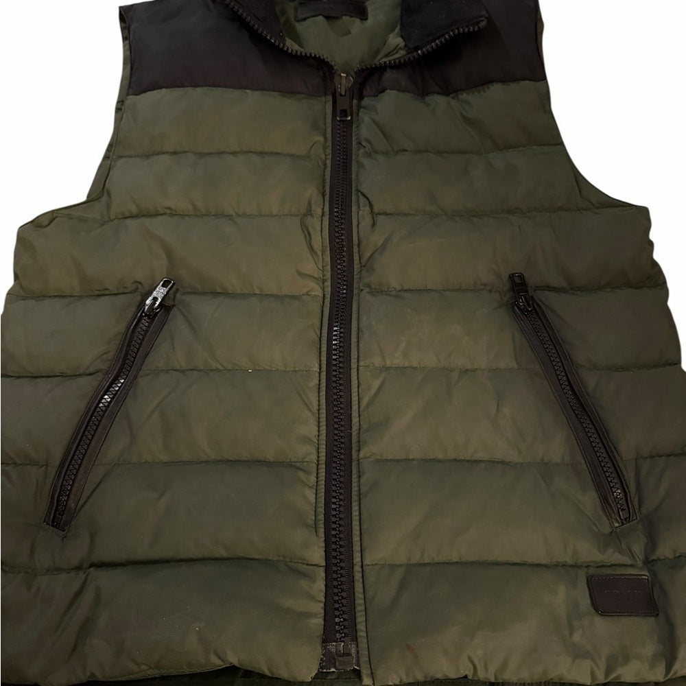 Coach Green and Black Puffer Vest - Size XS