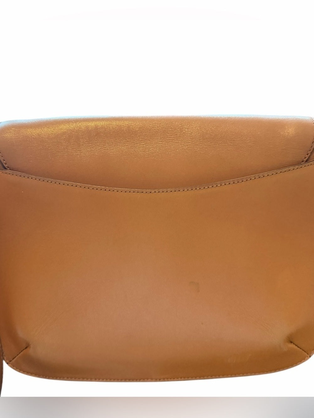 Ralph Lauren Camel/Tan Leather Satchel with Buckle Detail