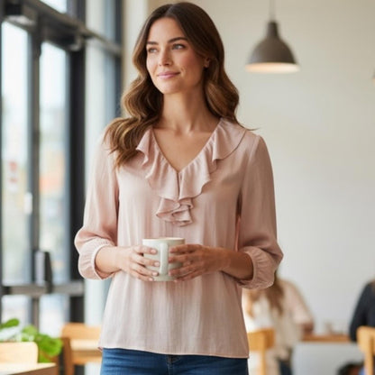 Smythe Light Pink Ruffle Blouse