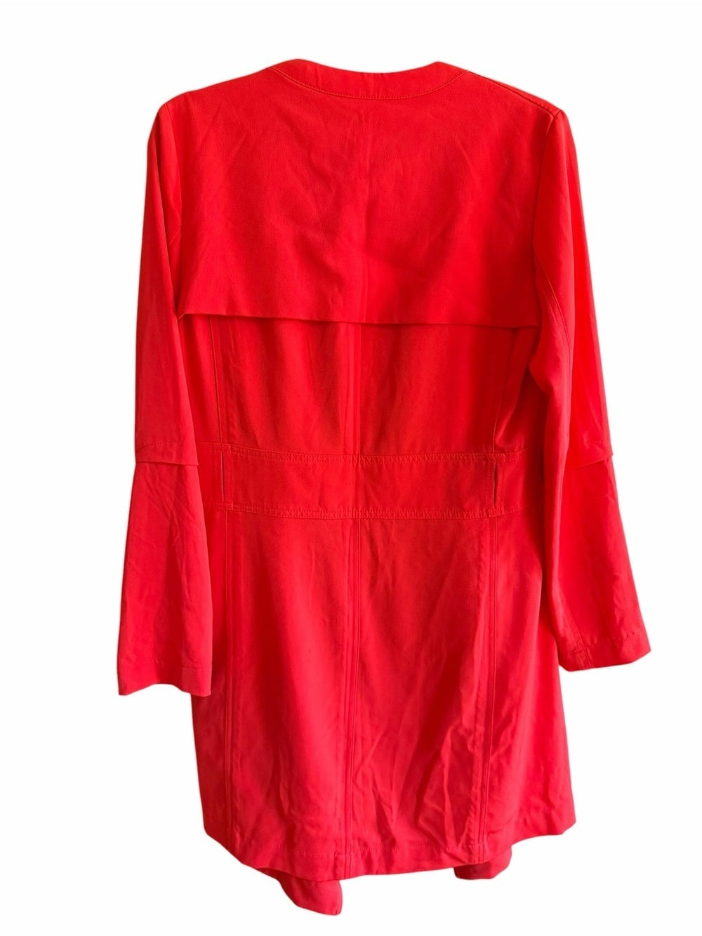 Maison Cinqcent Women's Coral-Red Draped Open-Front Blazer Jacket - Large