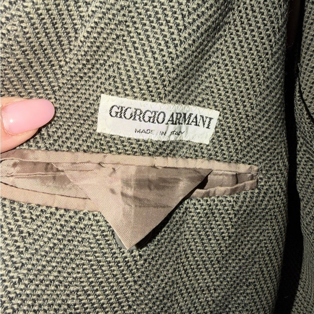 Giorgio Armani Charcoal Double-Breasted Blazer, Office Workwear - Size 48R