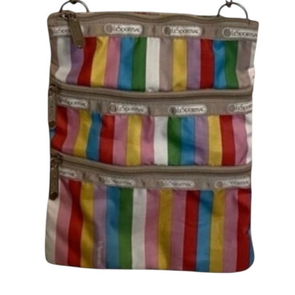 Lesportsac Rainbow Stripe Mini Crossbody in Red, Pink, Yellow, Blue