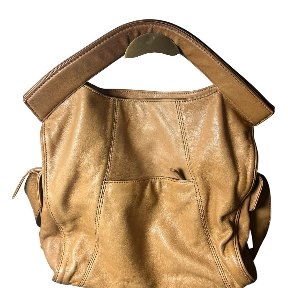 Maje Tan Leather Shoulder Bag - Casual Streetwear
