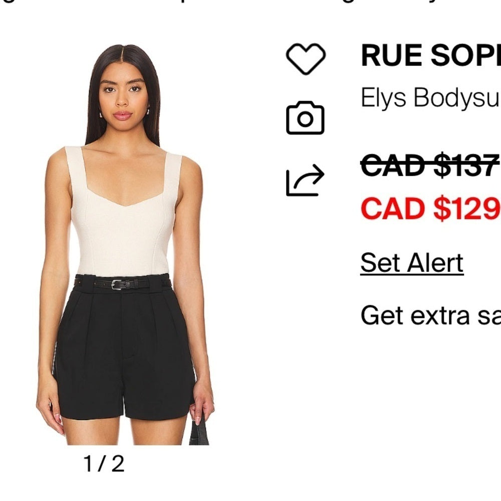 High End Sophie Rue - Elegant Cream Bodysuit - Large