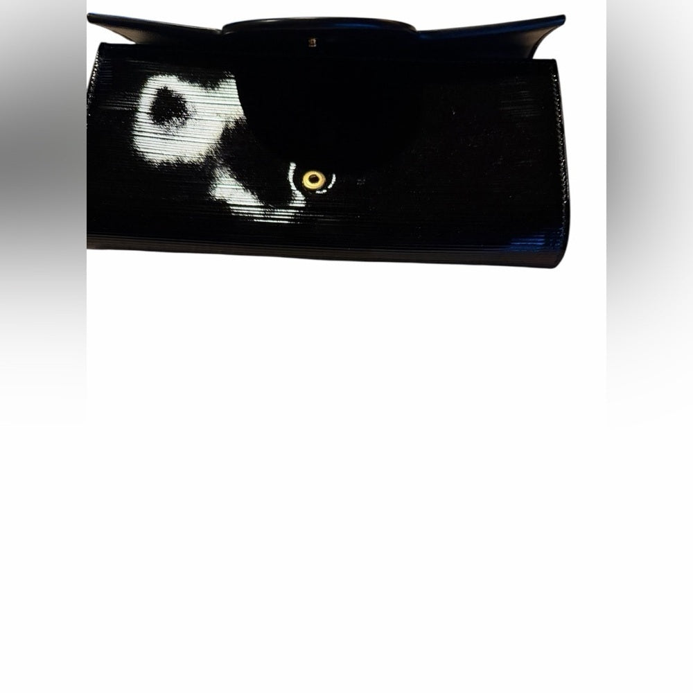 Balmain Black Patent Clutch with Gold Chain
