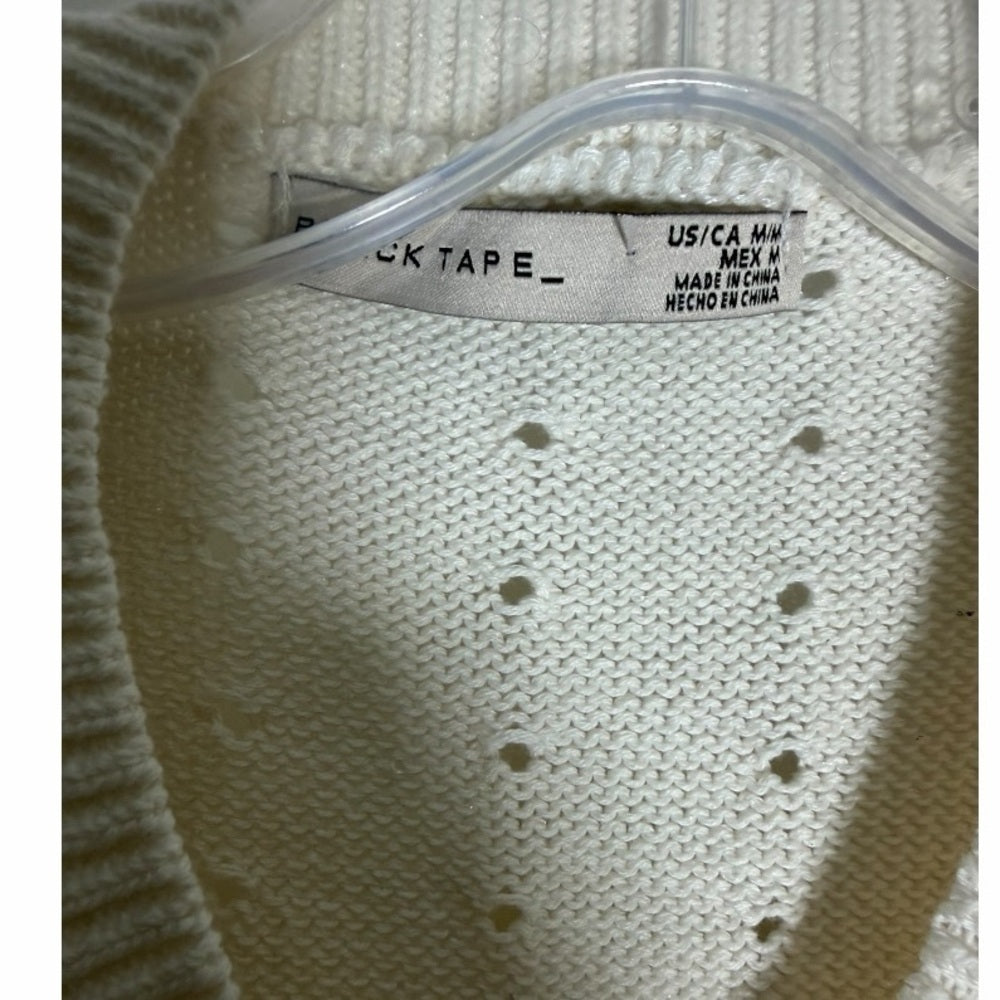 Black Tape Cream Star Button Cardigan - Casual Date- Size M