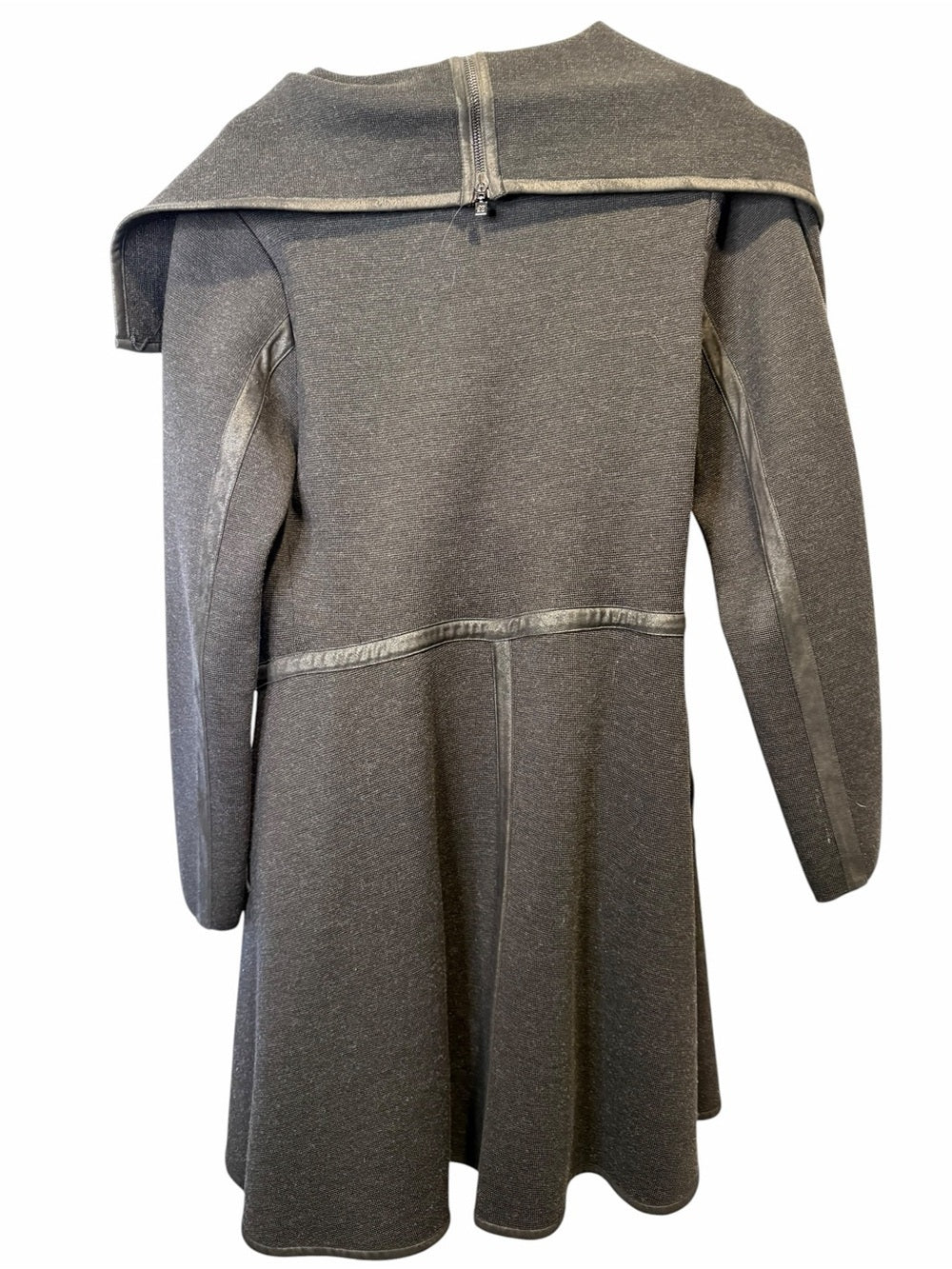 D. Exterior Textured Charcoal Sweater Jacket