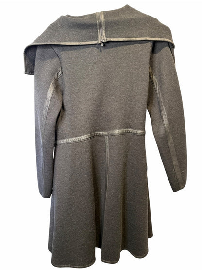 D. Exterior Textured Charcoal Sweater Jacket