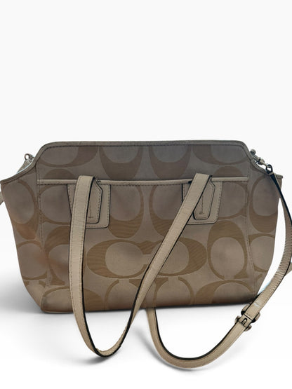 Coach Vintage Y2K Kelly A Beige Signature Canvas Satchel with White Trim