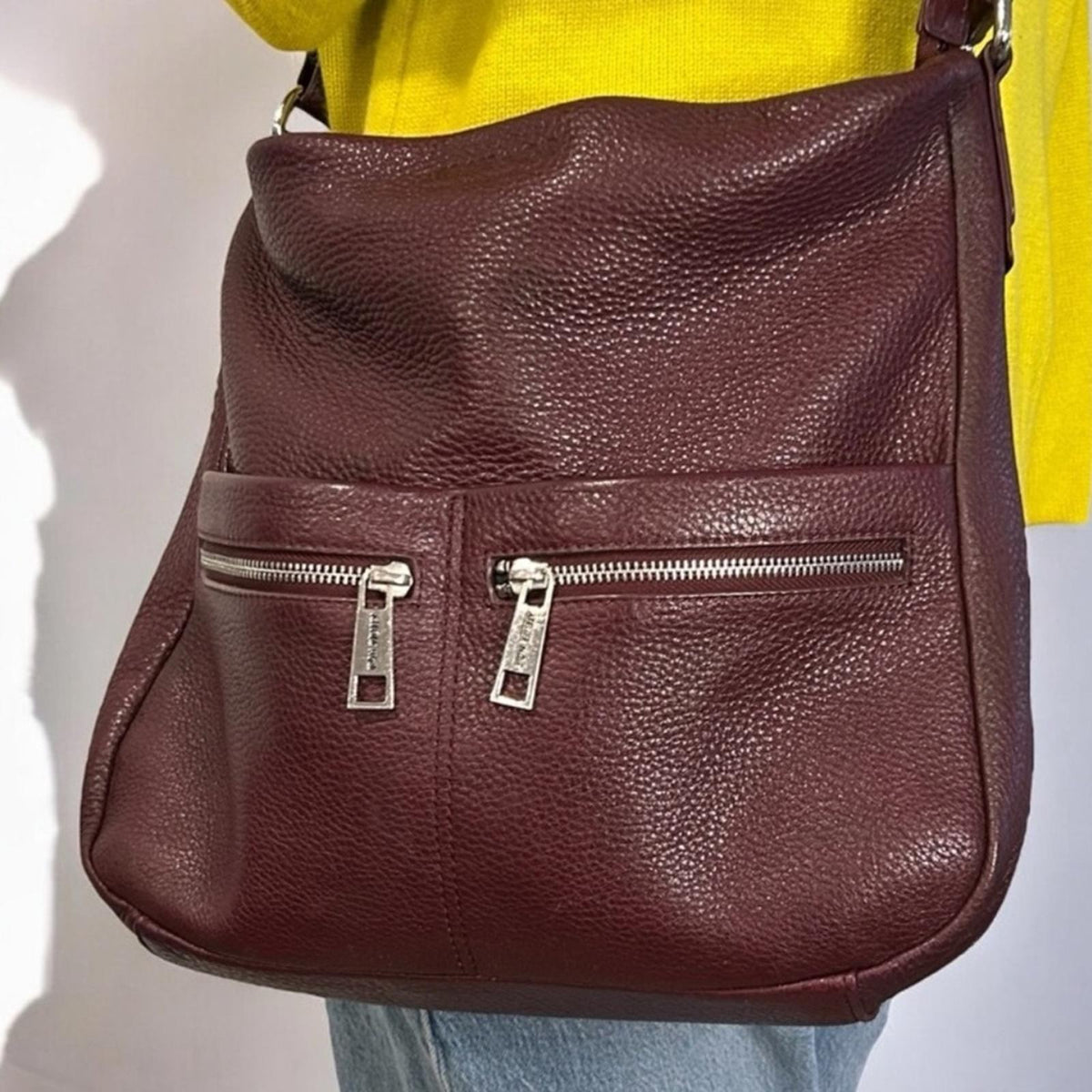 RUDSAK Burgundy Leather Messenger Bag - Atelier Noir