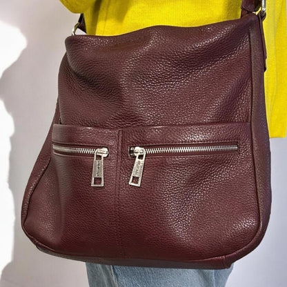 RUDSAK Burgundy Leather Messenger Bag - Atelier Noir
