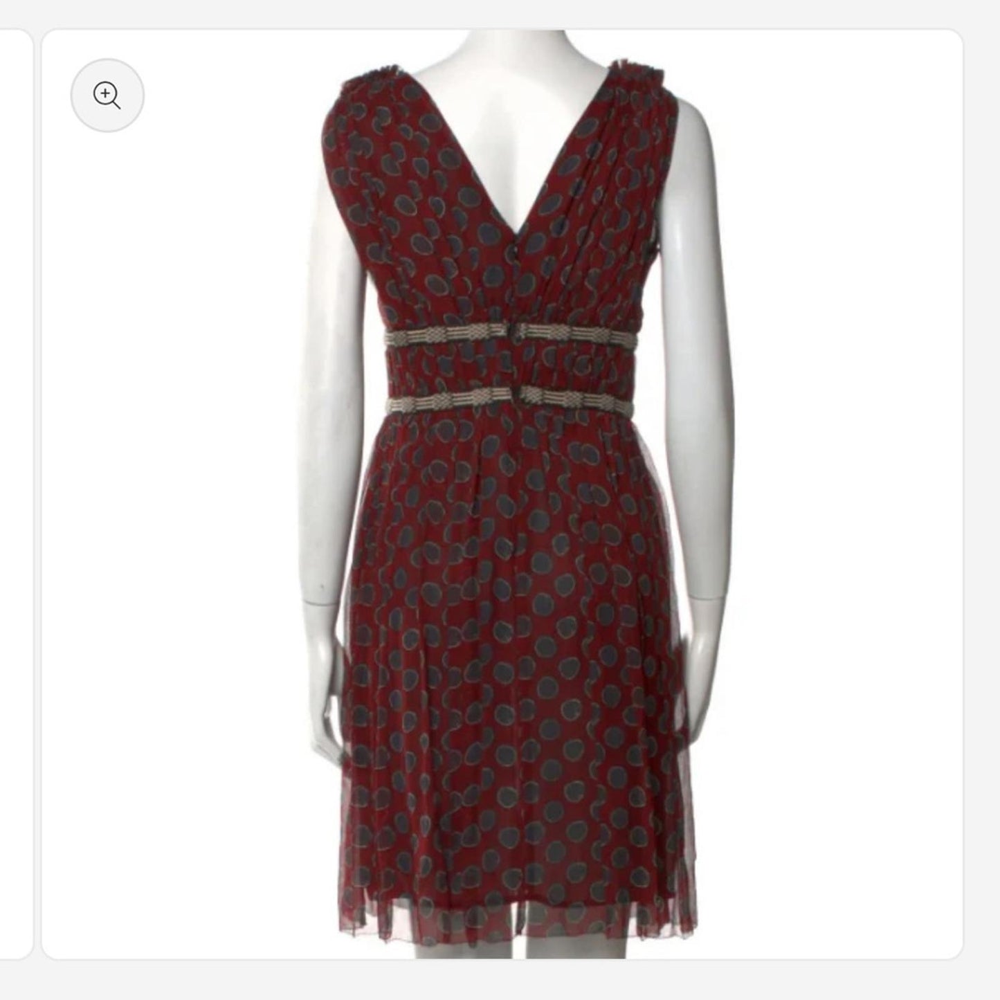 Isabel Marant Red and Gray Patterned Silk Midi Dress