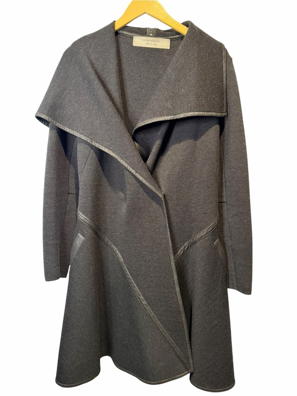 D. Exterior Textured Charcoal Sweater Jacket