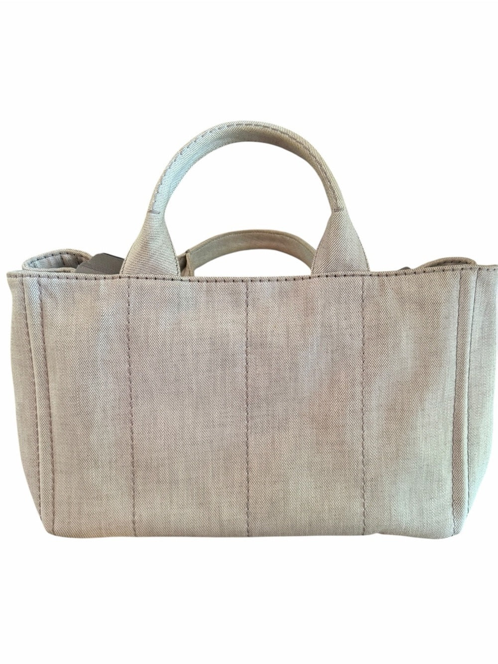 Prada Beige Canvas Tote with Signature Milano Logo - Large