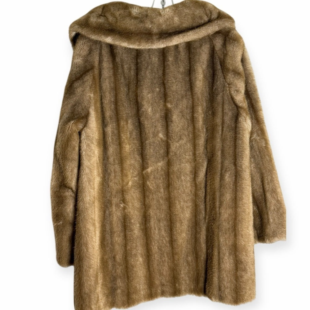 Elegant Tan Simulation Fur Coat - Neutral - Date Night - Formal - Size L