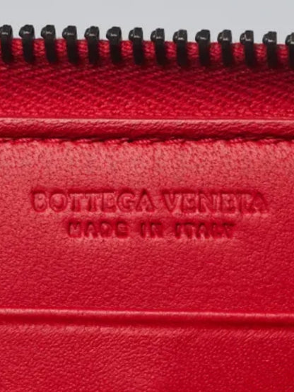 Bottega Veneta Red Leather Zip Wallet