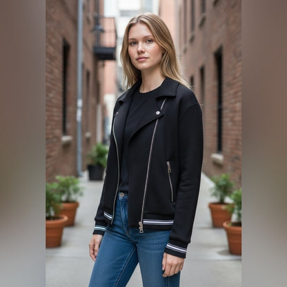 The Kooples Black Bomber Jacket - Casual- Sporty - Size M - Reg. $395