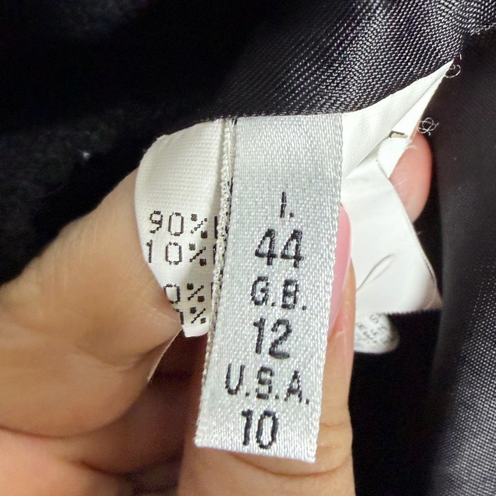 D'Errico Designer Elevated Black Blazer, Office Workwear, Size 10