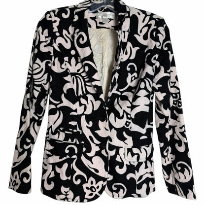 Edina Ronay London - Chic Monochrome Floral Blazer - Polished Office - Size 6