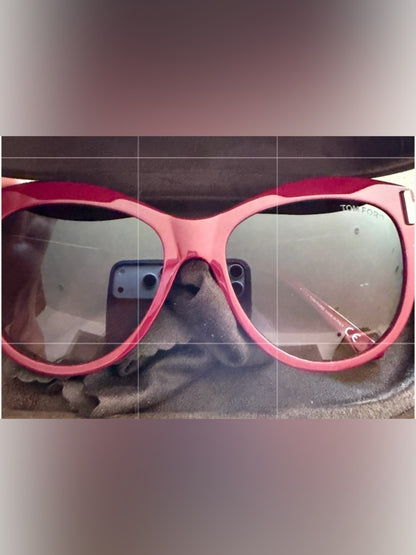 Tom Ford Red Cat-Eye Sunglasses with Pink Gradient Lenses and Case Included