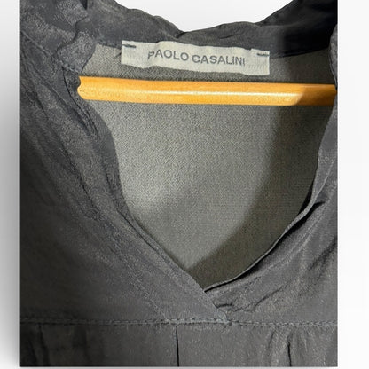 Paolo Casalini Charcoal Blouse - Silk Blend - Made in Italy - Size L