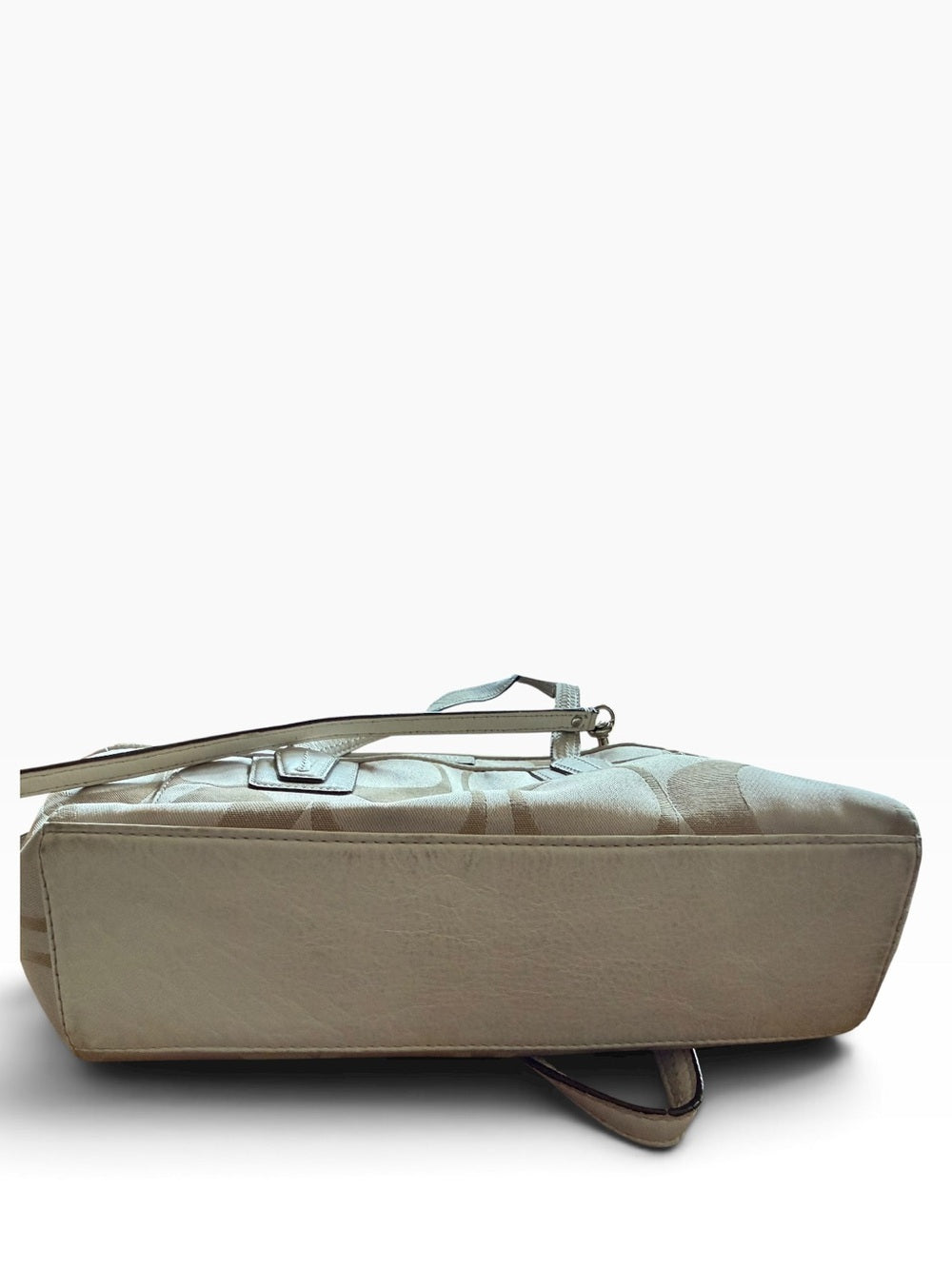 Coach Vintage Y2K Kelly A Beige Signature Canvas Satchel with White Trim