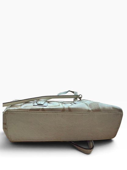 Coach Vintage Y2K Kelly A Beige Signature Canvas Satchel with White Trim