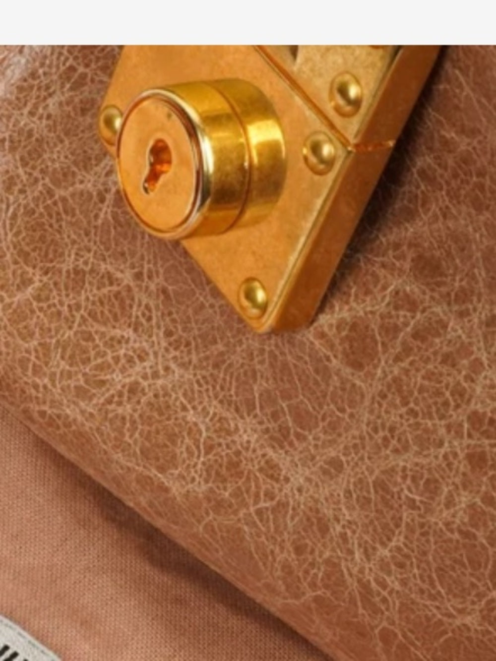 Miu Miu Taupe-Beige Leather Satchel with Gold Hardware