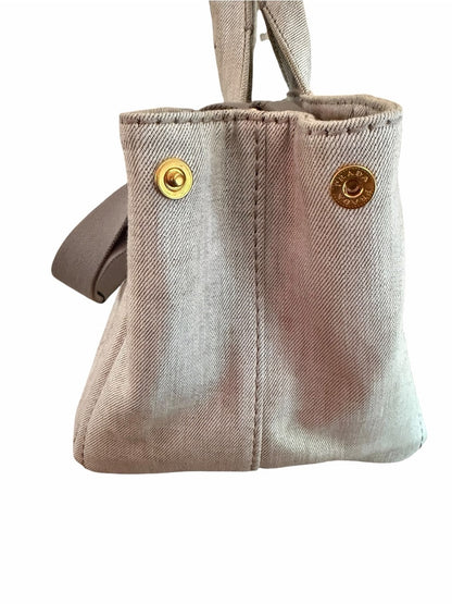 Prada Beige Canvas Tote with Signature Milano Logo - Large
