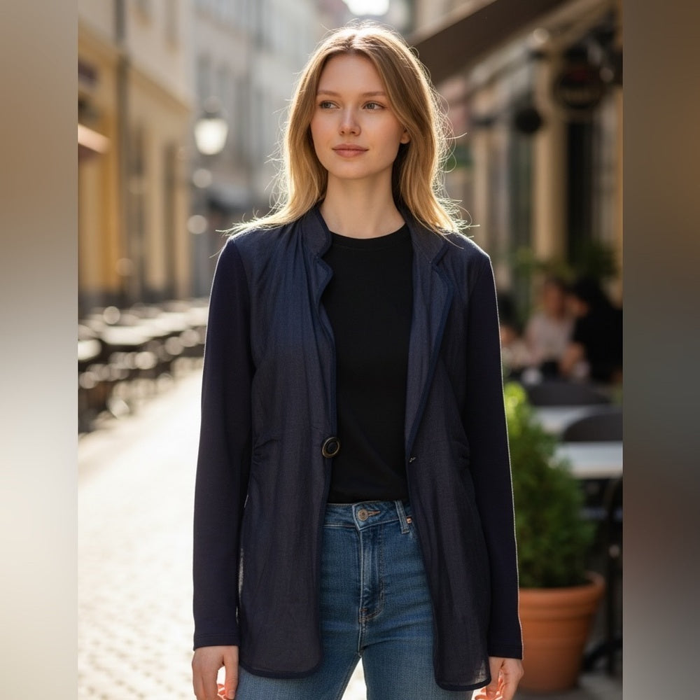 Brunello Cucinelli Dark Blue Blazer, Office Chic /Night Out - Elevated - Size M