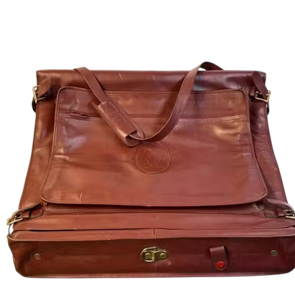 Cartier Rich Brown Leather Travel Bag